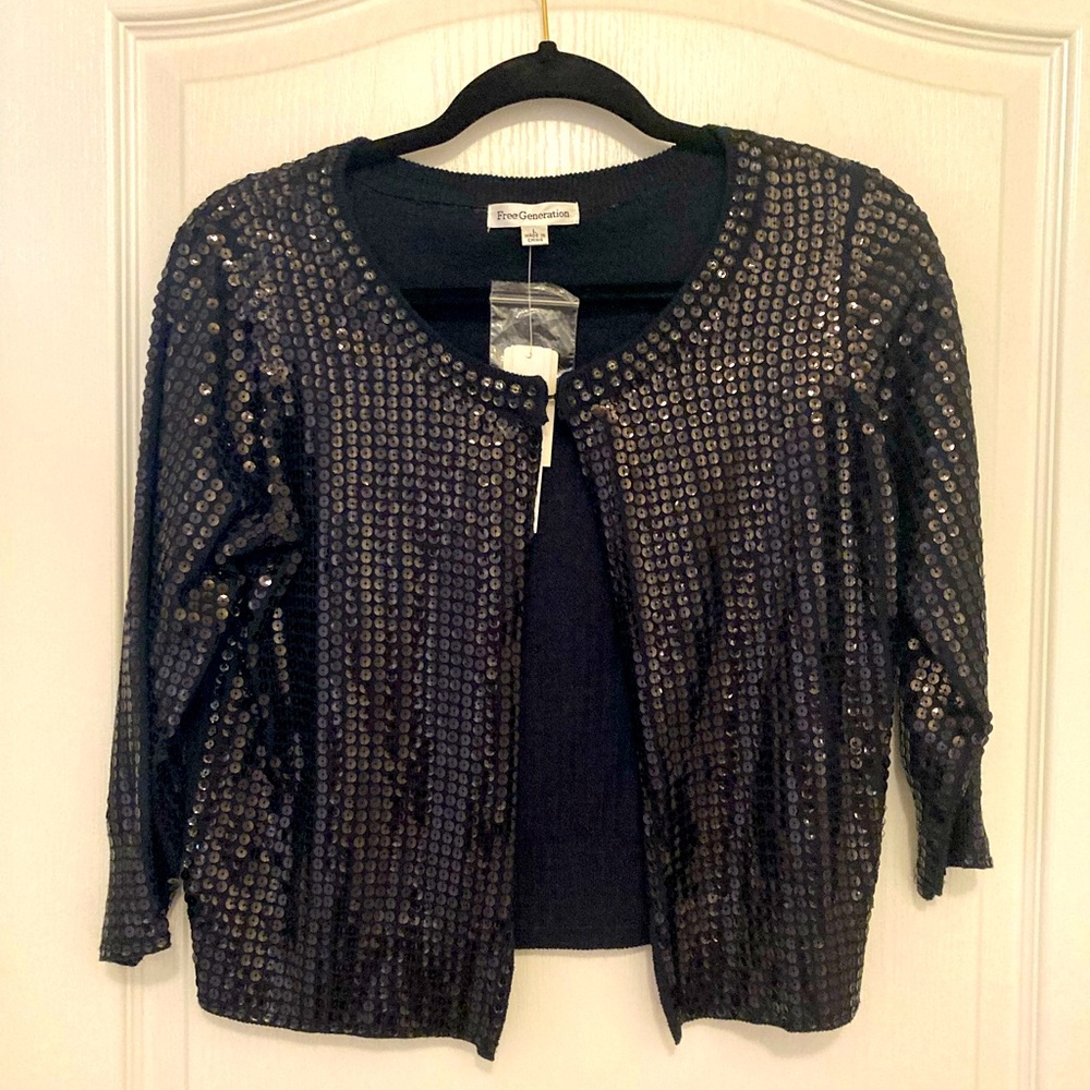 Sequined Evening Sweater Black SZ L NewTags original price 128$! Free Generation